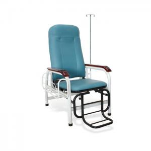 Steel Pipe Wooden IV Pole Handrail Patient Transfusion Chair Green