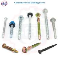 China OEM Customized Stainless Steel TEK Roofing Screws with Ears Hex Flange Head and Wings on sale