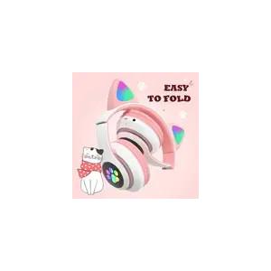 China Cat Ear Headphones Wireless Headset with LED Light TF Card for GirIs Earbud & In-Ear Headphones supplier