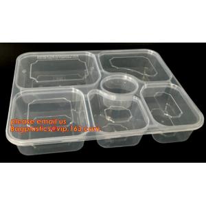 China Disposable biodegradable plastic fiffin lunch box,compartment lunch box with lid,clamshell food packaging macaron pp bli supplier