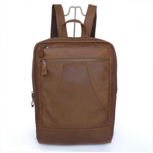 China Factory Price Vintage Tan Leather Style Men's Brown Handbag Backpack #6096 supplier