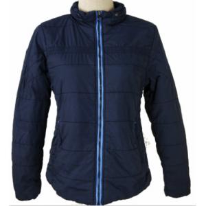 China 2 Color Womens Warm Padded Winter Coats Black Or Blue With Two Side Pockets supplier