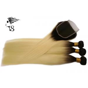 Straight Black To Blonde Ombre Hair Extensions With Lace Closure 100% Ukraine