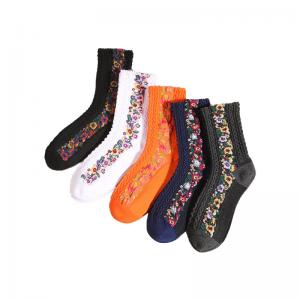 Knitted Socks With Printed Picture , Antifriction Retro Tube Socks