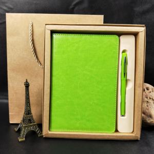 Leather Cover Material Folded Leaflet Binding Custom A5 PU Cover Note Book with Gift Box