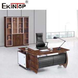 Black Brown Glass Top On Wood Table With Metal Legs Home Office Furniture