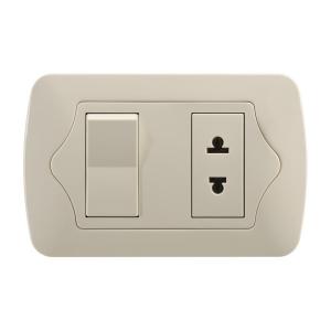 China PC Material Gold Electric Wall Sockets , 1 Gang 1 Way / 2 Way Switch & 1 Gang Socket supplier