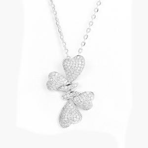 China 1.73g Sterling Silver Cubic Zirconia Pendant Heart Bow Shape supplier