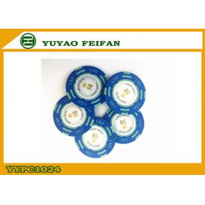 China Blue Monte Carlo Clay Poker Chips With Dollar In Edge 13.5g Poker Chips supplier