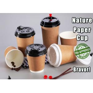 Skid Resisting Kraft Paper Cups 300ml Food Grade Printing For Coffee / Tea