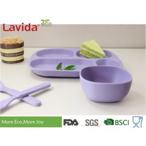 BPA Free Biodegradable Bamboo Dinnerware Set Square Customized Color / Pattern For Home School