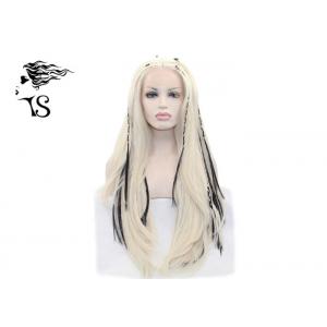 China Straight Blonde Synthetic Braided Wigs Highlighted With Dark Braid Natural Looking supplier