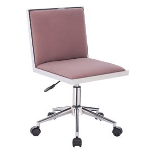 Strong Steel Frame Velvet Upholstered Swivel Office Chair Adjustable Chrome Leg And Castors
