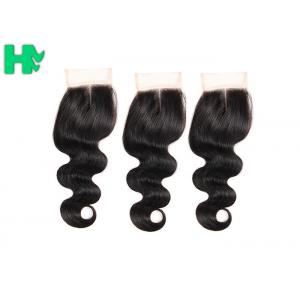 China Body Wave Human Hair Closure Pieces , Middle Part Remy Human Hair Extensions supplier
