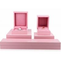 China Elegant Pink Wooden Jewelry Box Ring Case Durable For Presentation Gift on sale