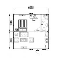 Disposição do chalé modular feito-à-medida do recipiente - Portable, um quarto com área habitável