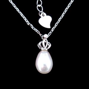 China Sterling 925 Silver Pearl Necklace Chain With Imperial Crown Shape supplier