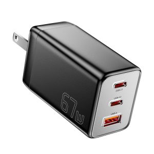 China Teléfono celular 3 puertos GaN cargador rápido USB C a USB C 67W ESSAGER G671A2CU1 Serie supplier