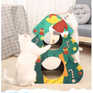 Christmas Tree Cat Scratch Board, Double-Layer Cat Litter, Triangular, Vertical Corrugated Paper, Claw Grinder, Toy