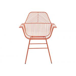 Waterproof Outdoor Restaurant Stackable Steel Wire Iron Red Dining Arm Chairs