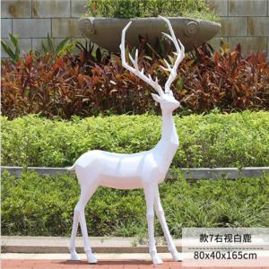 Custom Geometric Fiberglass Life Size Deer Statue Garden Animal Sculptures