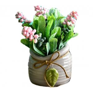 China Potted Artificial Wheat Ear Colorful Flower Home Office Desk Decor supplier