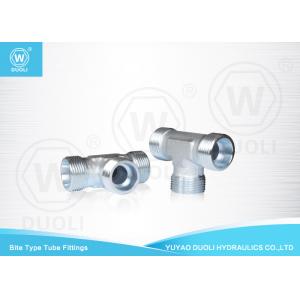 China Hydraulic Metric Thread Bite Type Tube Fitting Equal Tees , Carbon Steel Compression Fittings supplier