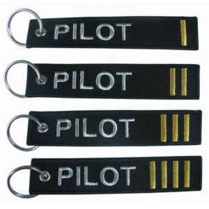 Metallic Gold Pilot Embroidered Fabric Keychain 100% polyester  Eco - friendly