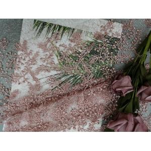 Pink Floral Sequin Embroidered Fabric Wedding Lace Fabric By The Yard