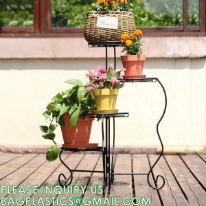 Plant Stand Indoor Outdoor, Plant Shelf Multiple Flower Pot Holder, Metal Wrought Iron Planter Shelf Plant Display