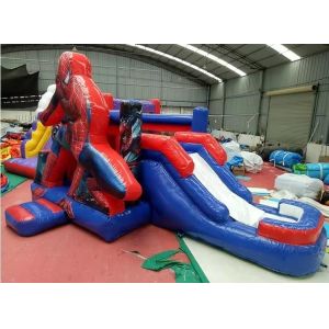 China Spider Man Inflatable Castle with Slide 5.6x6.6m for 1-8 Kids wholesale