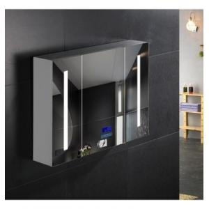 China Commercial Illuminated Bathroom Mirror Cabinet Single Door Stainless Steel Mirror Cabinet supplier
