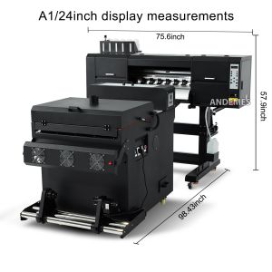 China 24Inch Dual I3200 Head Dtf Printing T-shirt Printing Machine Set with Powder Shaking Machine Plate Type Roll-to-Roll Printer wholesale