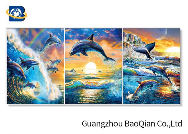 3D Wall Poster Lenticular Flip Animal Jumping Dolphins Photo / Picture Framed