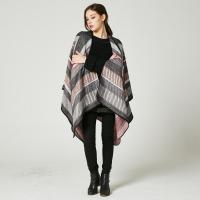 China New European and American imitation cashmere cloak big frame jacquard open fork shawl on sale