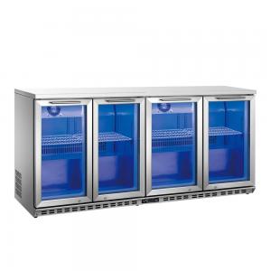 Stainless Steel Swing 4 Doors Cold Drink Cooler/ Under Counter Bar Refrigerator, Built-in Glass Door Back bar Cooler