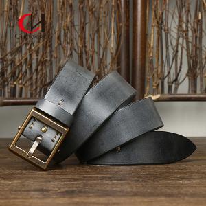 Smooth Strap Vintage Leather Belt For Men With Standard Width Zinc Alloy Buckle