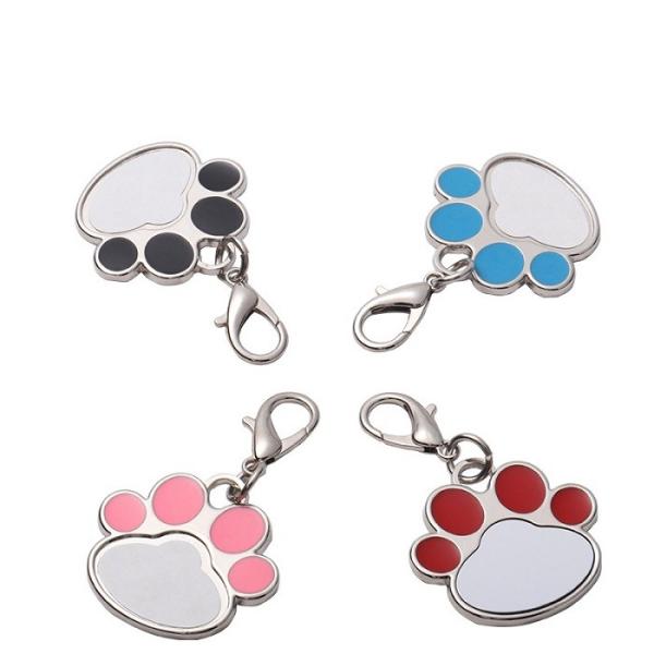 Diy Printing Pets Sublimation Dog Name Id Tags Pendant Zinc Alloy Paw Shaped Sublimation Dog Tags