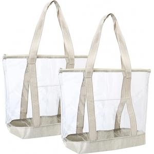 Clear Eco Friendly Shopping Bags Carrier Transparent PVC Tote Bag Stadium Outdoor Beach 14x5x13"