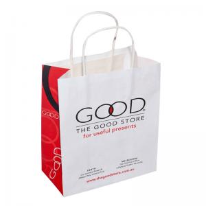 China Custom Printed White Kraft Paper Shopping Bags With Twisted Paper Handle supplier