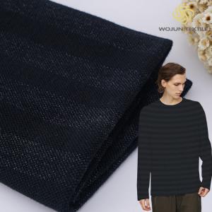 China Combing Mercerized Cotton Fabric 21S 330g Stretchy Striped Knit Material supplier