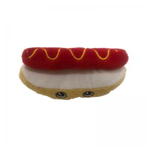 China 13cm 5.12 Inch Pet Plush Toys Hot Dog Plush Dog Toy EMC supplier