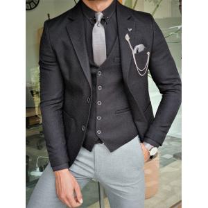 China Black Slim Fit Stretch Suit supplier