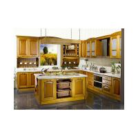 China High Modern Solid Wooden Kitchen Design Made Yellow Cabinet, Wooden Cabinet For Kitchen on sale