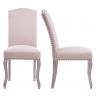 China Nailhead Trim Cloth Cushion Dining Chairs Furniture Solid Wood Legs Customizable wholesale