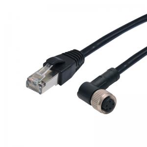 China X Coding 8 Pin 90 Degrees M12 Female Connector To Rj45 Cable IP68 PA66 supplier