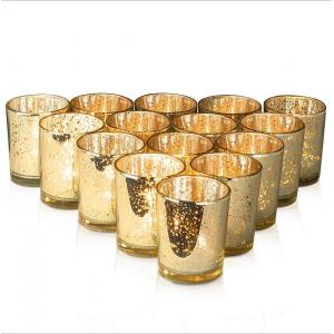 China Mercury Glass Votive Candle Holder Speckled Gold Candle Holders for Weddings and Home Decor supplier