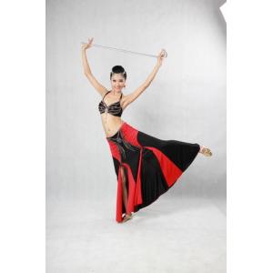 China Erogenous Belly Dancing Clothes Halter Neck Bar Metallic Long Floor Length Skirts 2 Piece Dance Costumes supplier