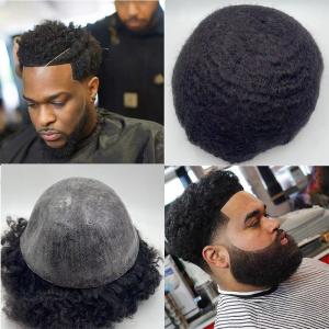8x10 Hair Piece Toupee Thick skin Short Afro Curly Men Hair Toupee