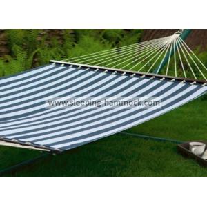 Green White Stripe Outdoor Quilted Fabric Hammock , Large Canvas Free Standing Hammock